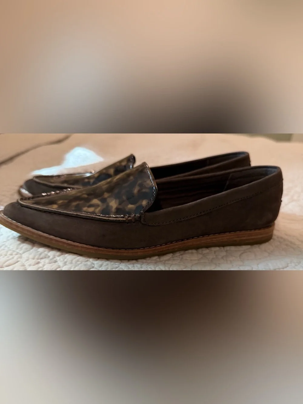 Sperry Seaport Tortoise Penny Loafers 9 Brown Patent Leather Preppy Flats